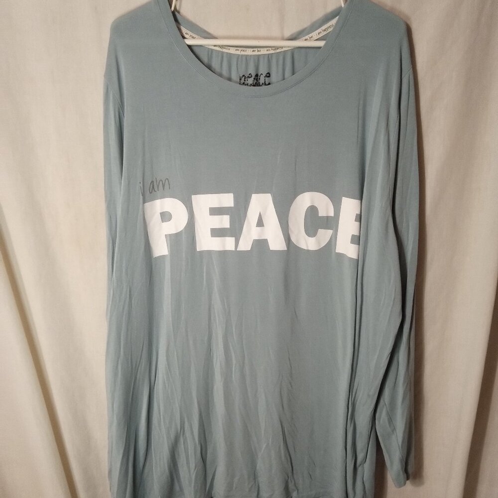 (B) Peace Love World Woman's Long Sleeve T Shirt  4X Blue